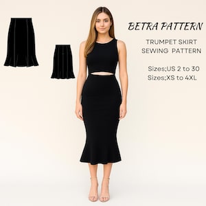 Trumpet Skirt Sewing Pattern: Cottagecore Style (XS-4XL) (PDF Pattern)