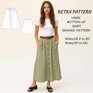 Linen Button-Up Skirt Sewing Pattern: XS-4XL (PDF Pattern)