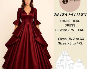 Schnittmuster Renaissance Kleid: Mittelalterliches Ballkleid, Cosplay (A0, A4, US Letter) (PDF Pattern)