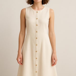 Button Up Trapeze Dress Sewing Pattern,Linen Dress,Below the Knee Dress,Easy Dress,Summer Dress, A0,A4-US Letter,US; 2 to 30,XS-4XL