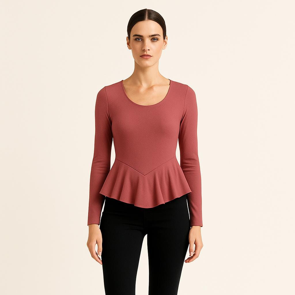 Ruffle Blouse Sewing Pattern –scoop Neck Long Sleeve Style – PDF A0/A4 ...