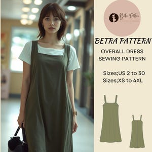 Overall Dress Sewing Pattern – Apron Style Cottagecore Overalls – PDF A0/A4 US 2-30