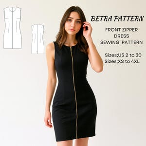 Front Zipper Bodycon Dress Sewing Pattern: Sleeveless Pinafore (A4-US Letter) (Digital Download)