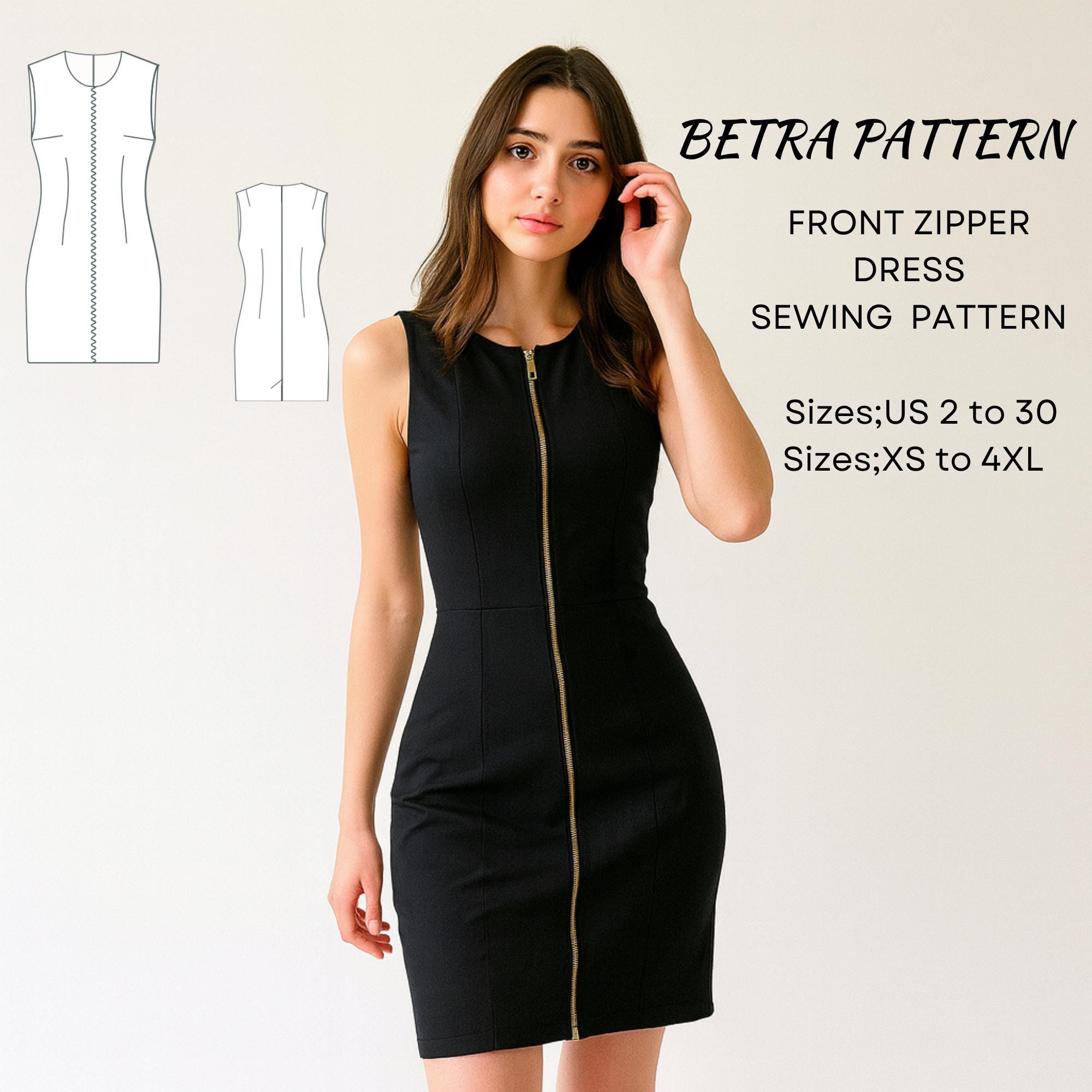 Front Zipper Bodycon Dress Sewing Pattern: Sleeveless Pinafore (A4-US  Letter) (digital Download) - Etsy Ireland