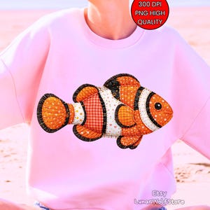 Patchwork Fish png, Floral Fish Patchwork png, Cottage Core png, faux patchwork png, lente patchwork png, trendy png, tropische vis png