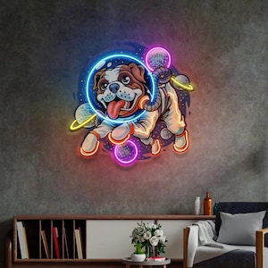 Dog Astronaut Neon Sign | Acrylic Sign | Led Neon Sign | Cartoon Neon Sign | Light Up Sign | Neon Light Sign | Led Signs |  Neon Art