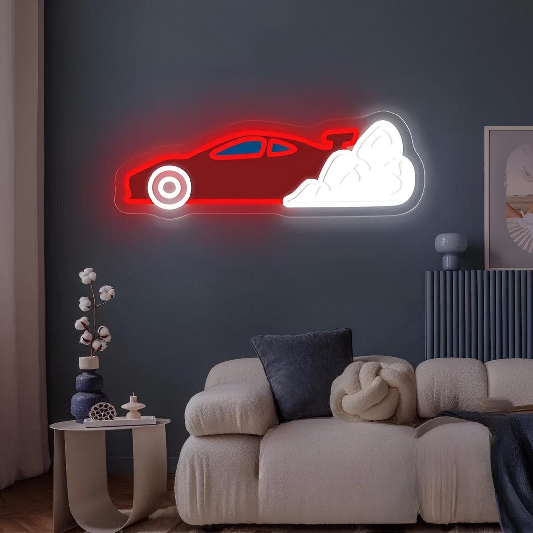 Neon Remote Control Car Sign UV Printed Super Car Neon Sign for Wall Art | Neon Light | Car Neon ...