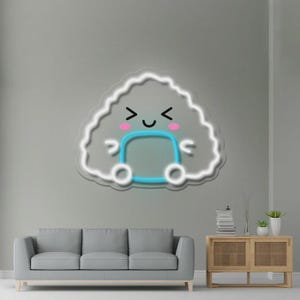 Cute Onigiri Riceball Neon Sign | Anime Neon Sign | Led Neon Sign | Neon Light Sign | Acrylic Neon Sign | Neon Wall Sign | Neon Art