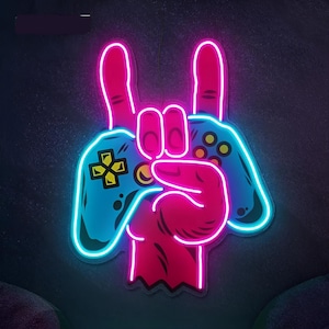 Hand Game Controller Neon Sign | Gaming Neon Sign | Led Neon Sign | Gaming Room Lights | Gift For Boys | Neon Wall Art | Wall Decor