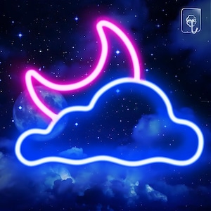 Cloud Moon Neon Sign For Wall Decor | Neon Wall Sign | Led Neon Sign | Neon Light Sign | Custom Neon Sign | Neon Name Sign | neon Art