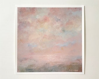 Abstract Cloud Art Print: Light Pink Pastel Sky Landscape (12x12)