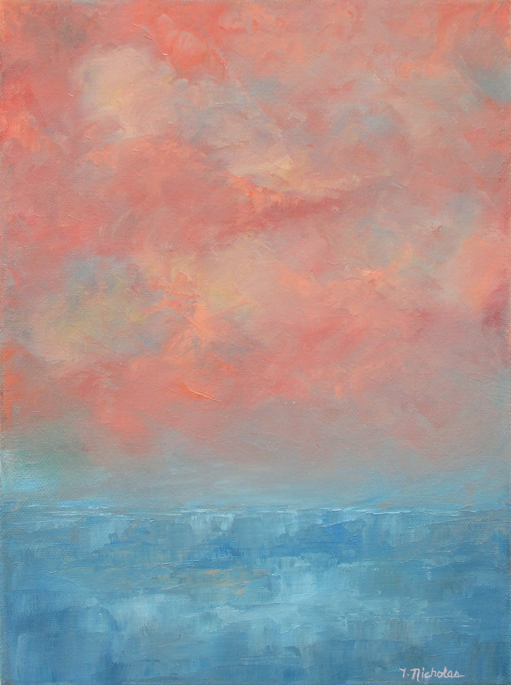 Pink Clouds Oil Painting on Canvas Small 9 x 12 Original Etsy