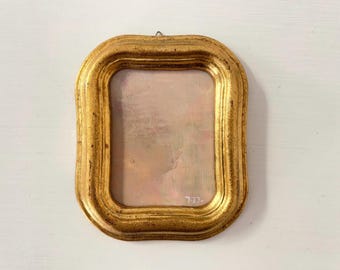 Pink Original Oil Painting on Canvas Framed in Vintage Gold Frame
