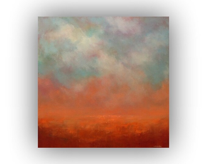 Fall Landscape Painting Orange and Blue Oil Painting on Etsy