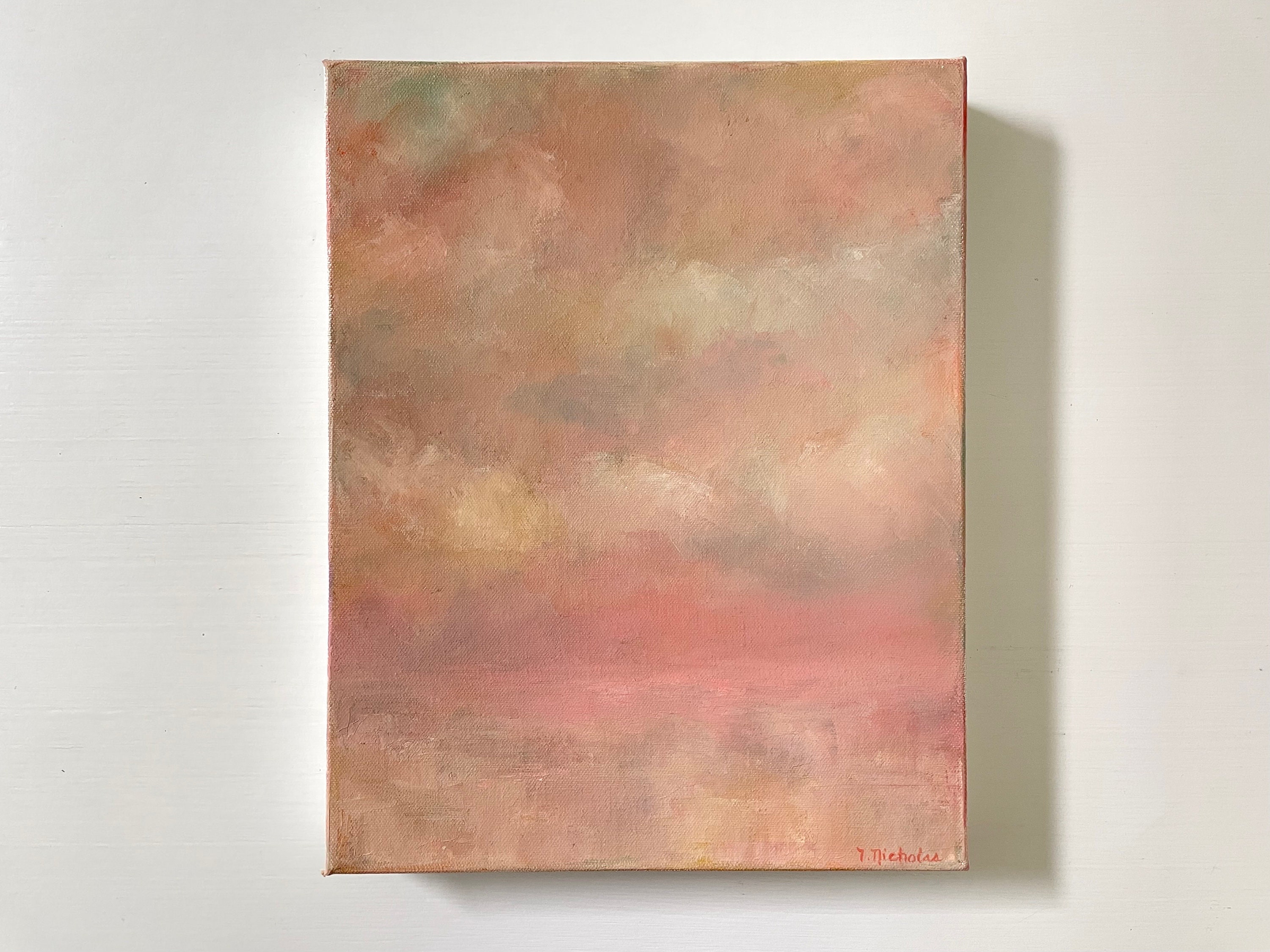 Original Pink Cloud Oil Painting: Abstract Sky Landscape, 11x14 Canvas