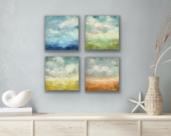 Four Seasons Oil Painting Set: Modern Landscape Art, 10x10 Canvas