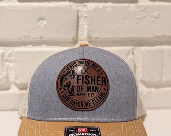Fisher of Men Christian Trucker Hat: Leatherette Patch Richardson 112