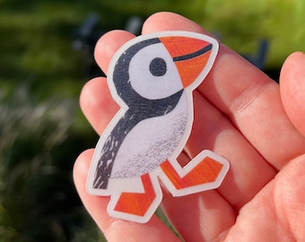 Puffin Vinyl Sticker | Decal for Laptop, Phone, Water bottle | Animal, Bird | Dishwasher safe, UV resistant, transparent