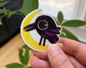 Raven Moon Vinyl Sticker: Dishwasher Safe Laptop Decal
