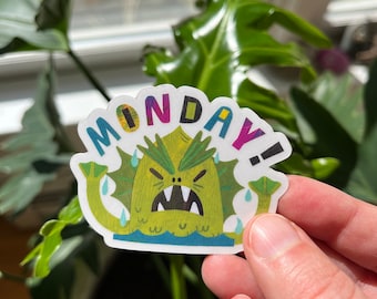 Monday Monster Vinyl Sticker | Funny Swamp Thing Decal