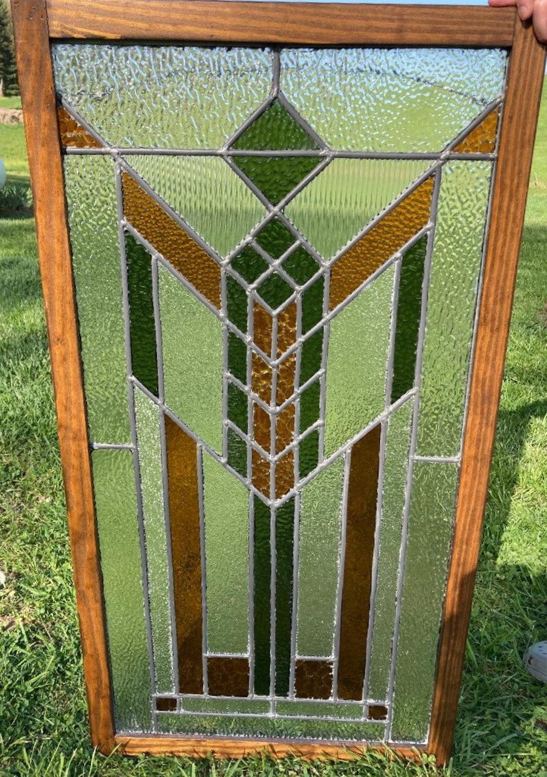 Frank Lloyd Write Style Stained Glass Panel Etsy