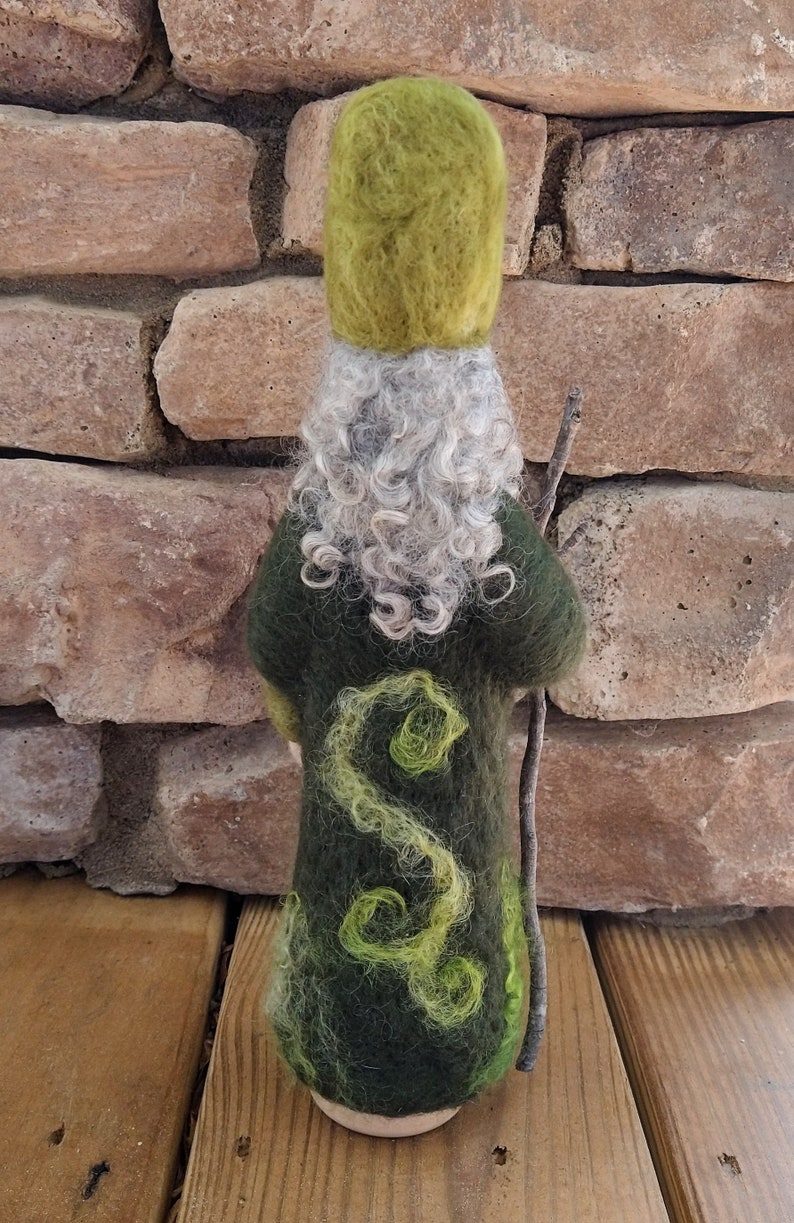 WALDORF Felted Saint Patrick wool felt shamrock St. Patrick's Day doll SIGNED by Waldorf fiber artist Kelly Sundstrom image 4