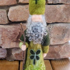 WALDORF Felted Saint Patrick wool felt shamrock St. Patrick's Day doll SIGNED by Waldorf fiber artist Kelly Sundstrom image 6