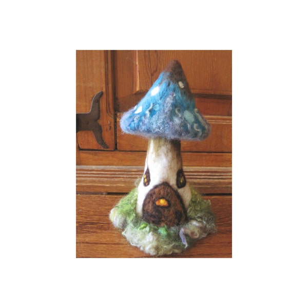 Waldorf Needle Felted WILLOWWOOD MUSHROOM HOUSE Felt Gnome Cottage Waldorf Homeschool Fairy Tale by Anthroposophic Artist Kelly Sundstrom