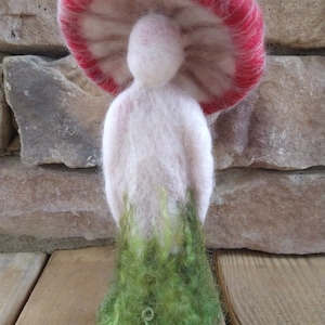 WALDORF Felted Fungi Folk Fly Agaric wool felted figure felt doll SIGNED by Waldorf fiber artist Kelly Sundstrom