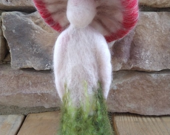 WALDORF Felted Fungi Folk Fly Agaric wool felted figure felt doll SIGNED by Waldorf fiber artist Kelly Sundstrom