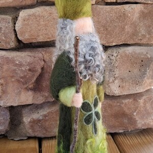 WALDORF Felted Saint Patrick wool felt shamrock St. Patrick's Day doll SIGNED by Waldorf fiber artist Kelly Sundstrom image 3