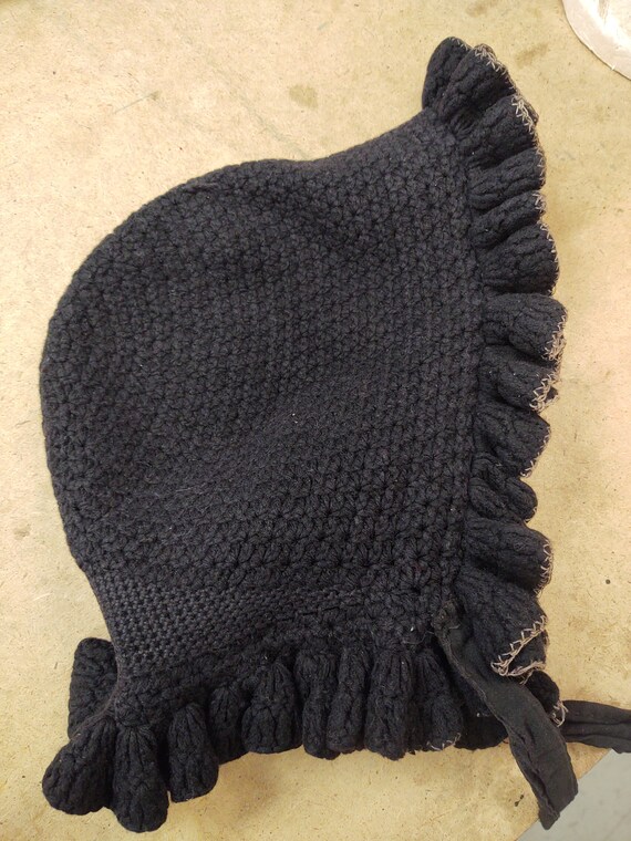 Antique crochet winter bonnet, 1880's - image 3