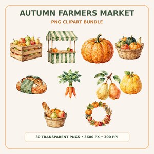 Autumn Farmers Market Clipart Bundle preview image 1
