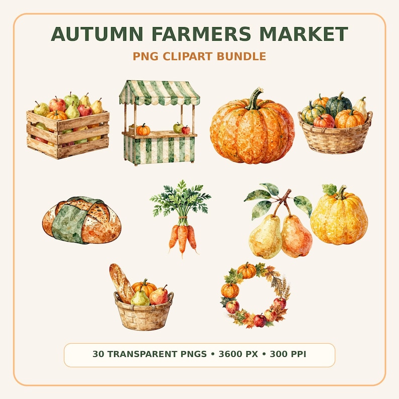 Autumn Farmers Market Clipart Bundle preview image 1