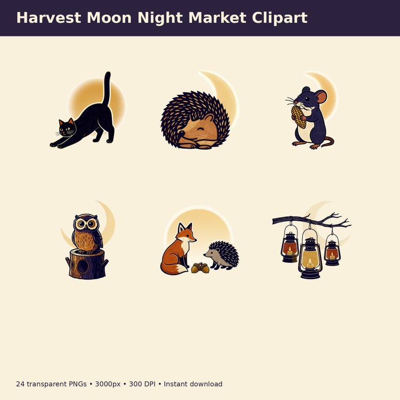Harvest Moon Night Market Clipart preview image 5