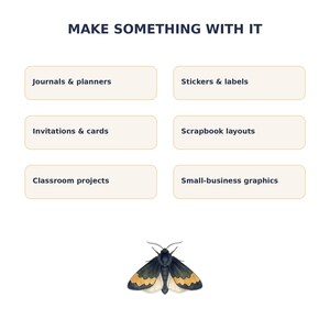 Moth and Moon Clipart Bundle preview image 4