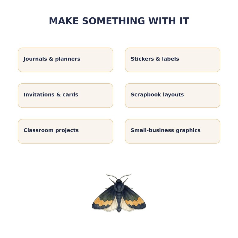 Moth and Moon Clipart Bundle preview image 4
