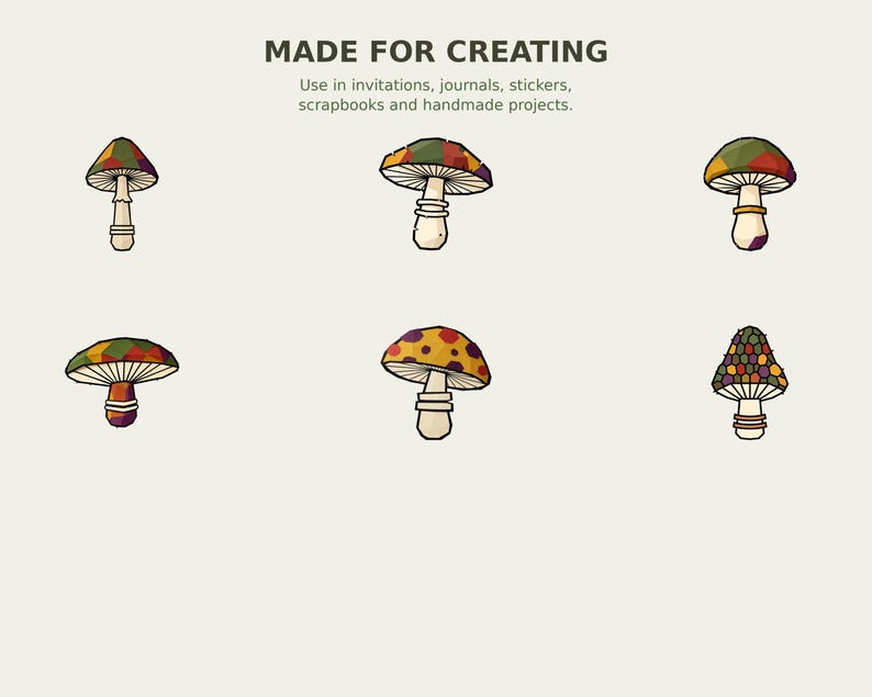 Wild Mushroom and Fern Forager Clipart preview 7