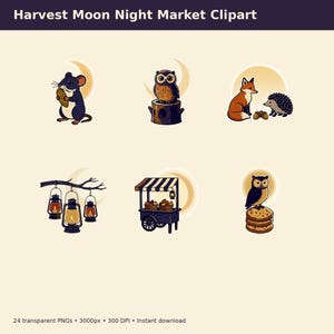 Harvest Moon Night Market Clipart preview image 6