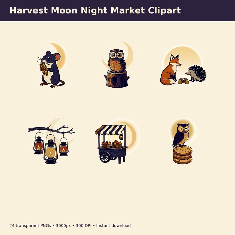 Harvest Moon Night Market Clipart preview image 6