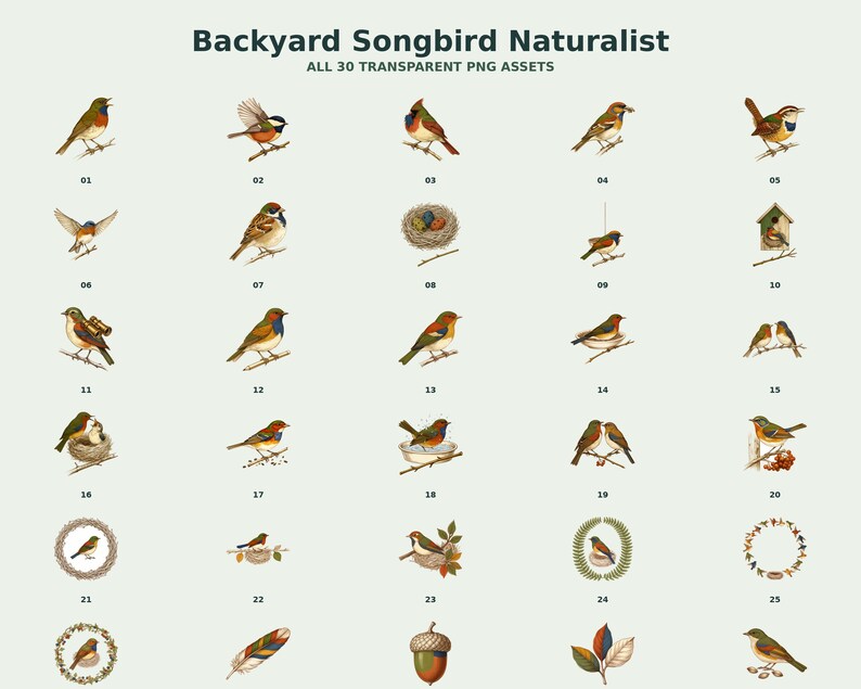 Backyard Songbird Naturalist Clipart preview 2