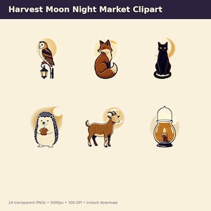 Harvest Moon Night Market Clipart preview image 1