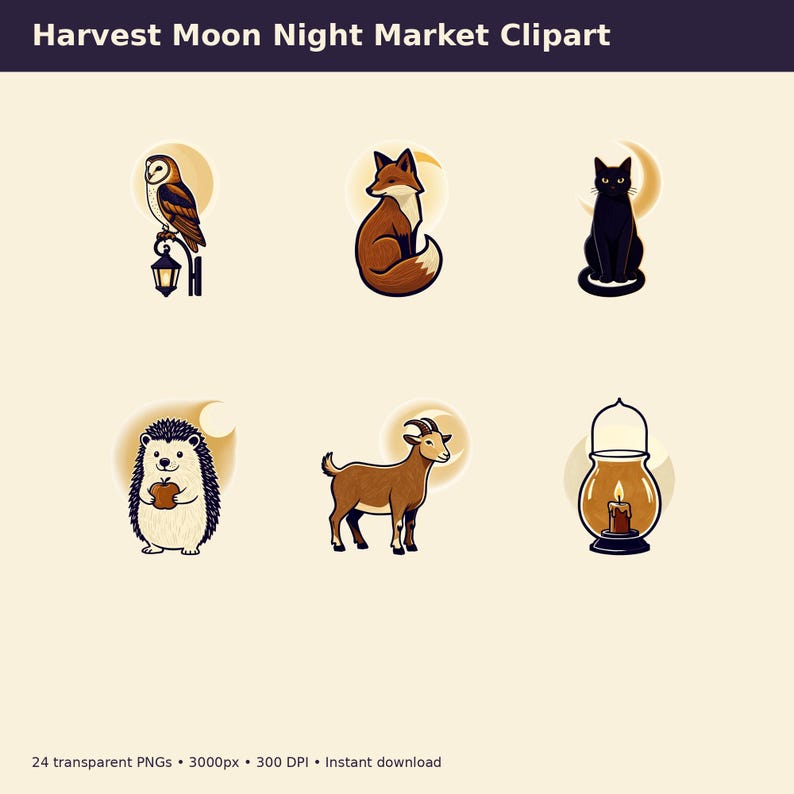 Harvest Moon Night Market Clipart preview image 1