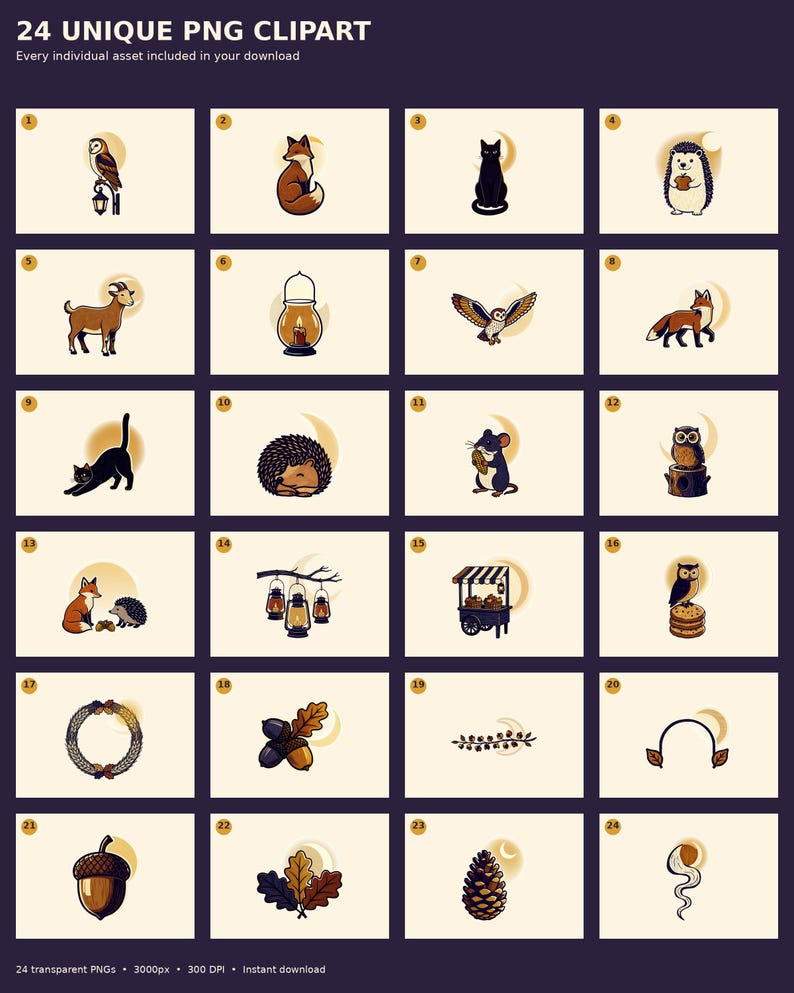 Harvest Moon Night Market Clipart preview image 9