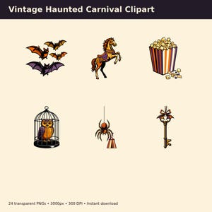 Vintage Haunted Carnival Clipart preview image 3