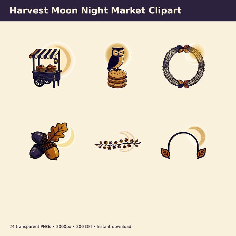 Harvest Moon Night Market Clipart preview image 8