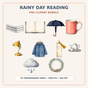 Rainy Day Reading Clipart Bundle preview image 1