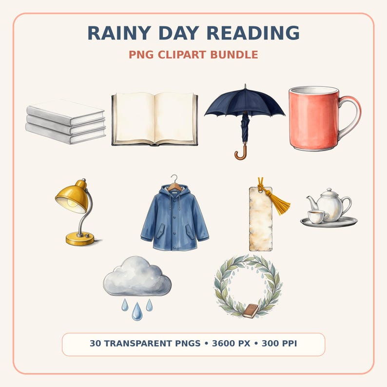 Rainy Day Reading Clipart Bundle preview image 1