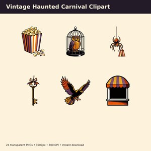 Vintage Haunted Carnival Clipart preview image 4
