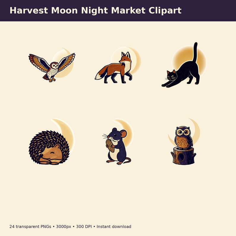 Harvest Moon Night Market Clipart preview image 4